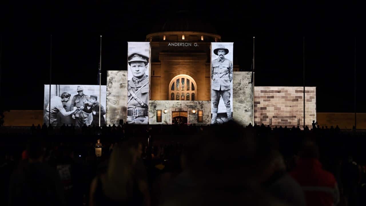 An overview of the Australian War Memorial during the ANZAC Day dawn service in Canberra, Tuesday, April 25, 2017. (AAP)