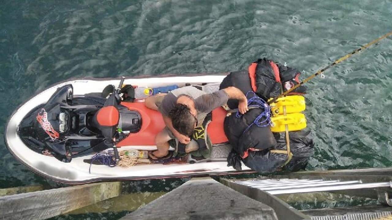 A man was apprehended in the Torres Strait attempting to flee Australia on a jet ski.