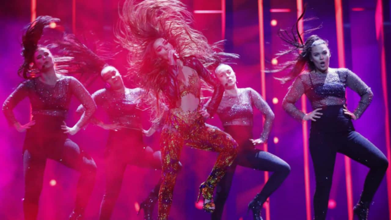 Cyprus' Eleni Foureira, semi final 1 rehearsal