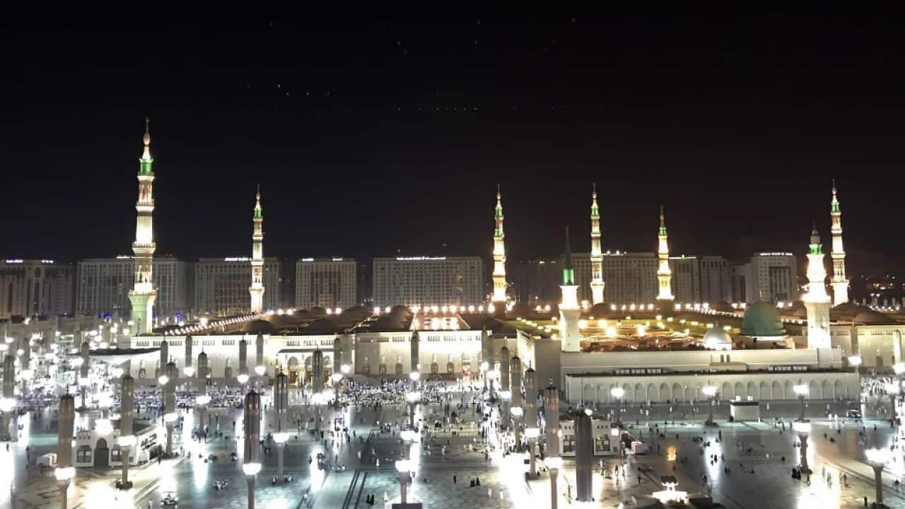 Muslim Pilgrims at Masjid al-Nabawi