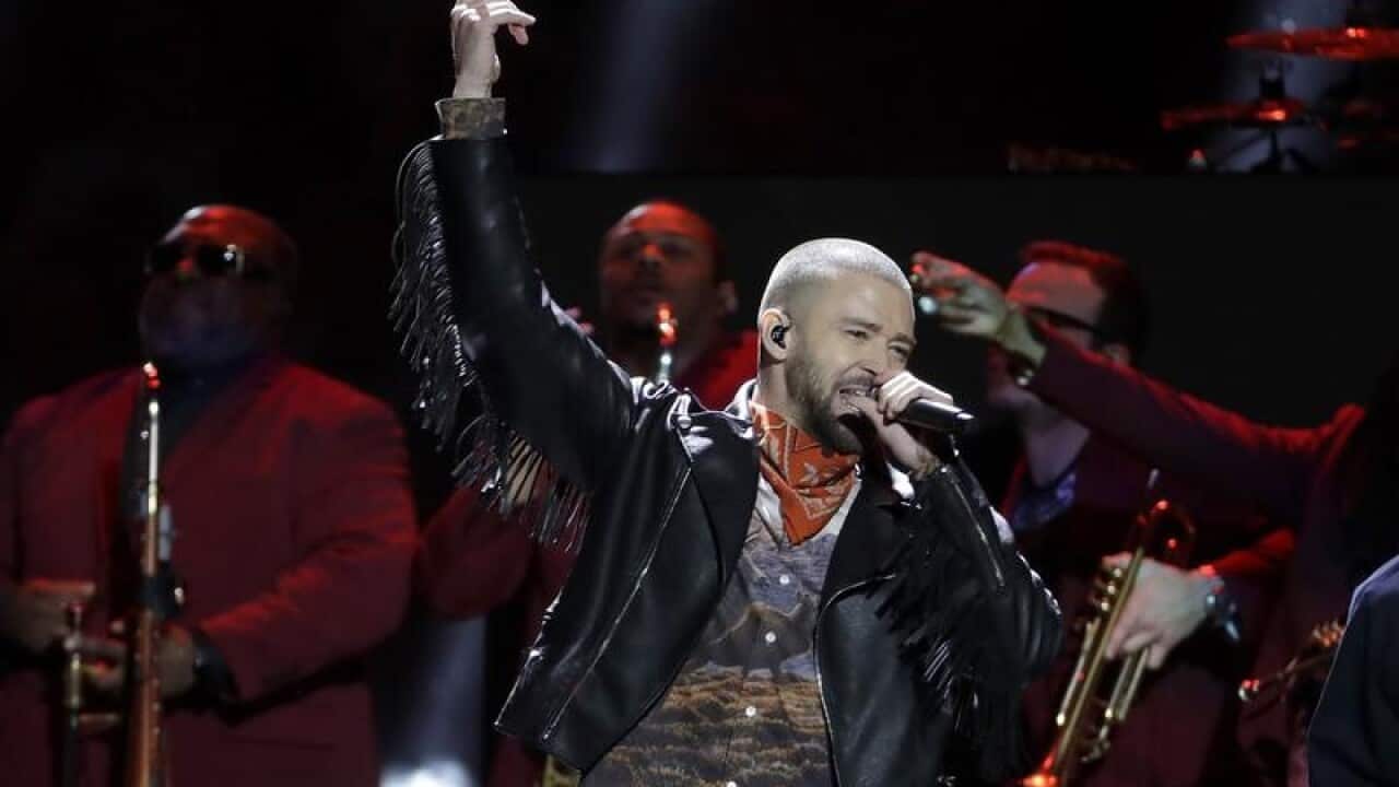 Justin Timberlake performs during halftime.