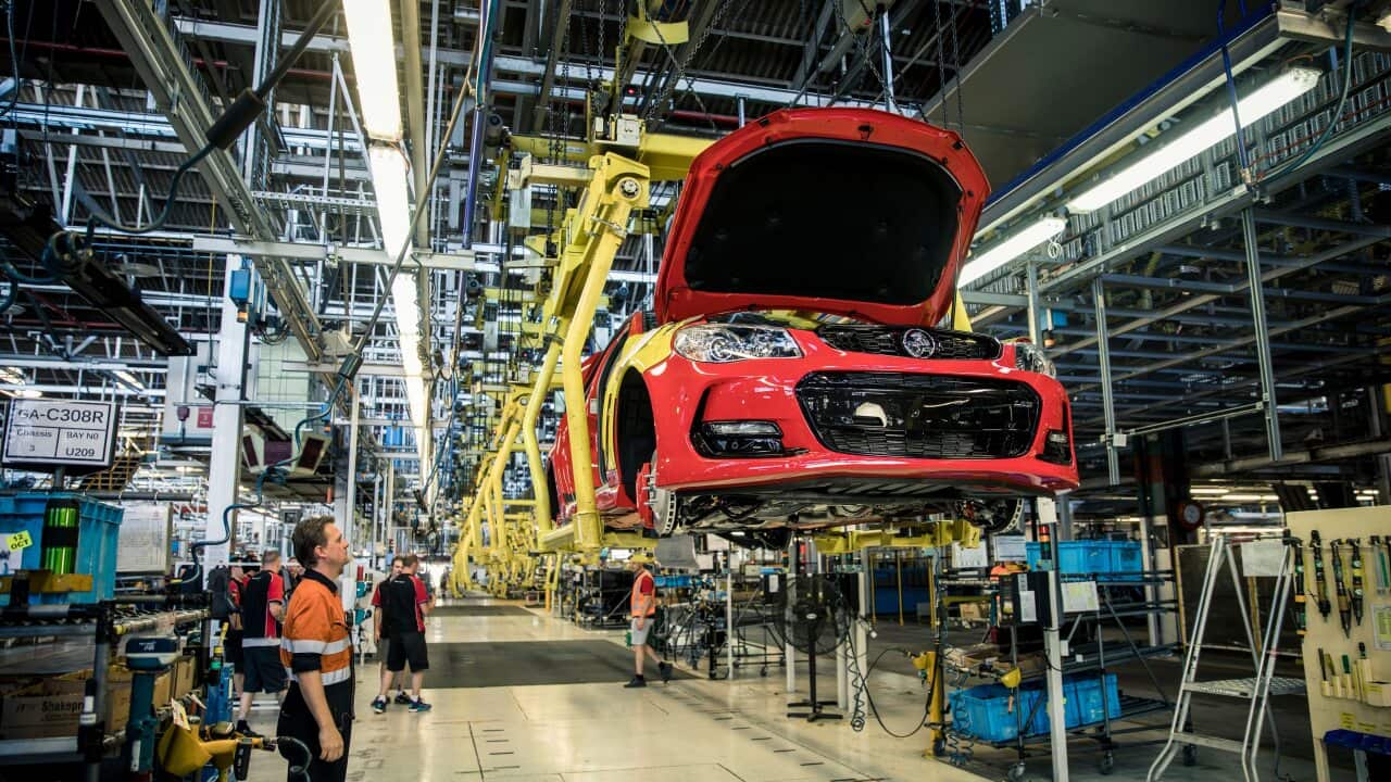 The last vehicle to roll off the production line at the Holden plant in Elizabeth, Adelaide in 2017.