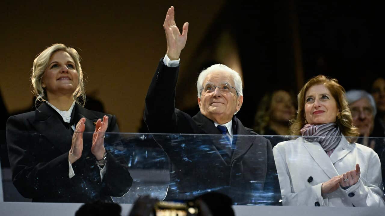 (From L) President of the International Olympic Committee (IOC) Kirsty Coventry, Italy's President Sergio Mattarella and his daughter Laura Mattarella attend the opening ceremony of the Milano Cortina 2026 Winter Olympic Games at the San Siro stadium in Milan, northern Italy, on February 6, 2026.
