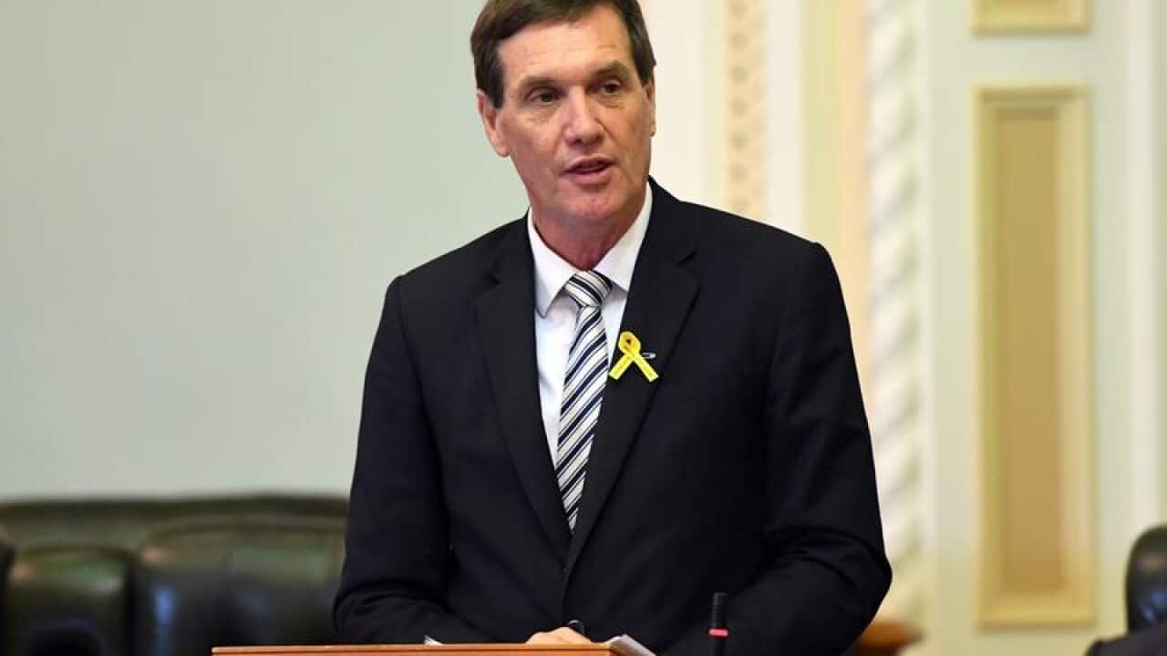Queensland Energy Minister Anthony Lynham speaks during Question Time.