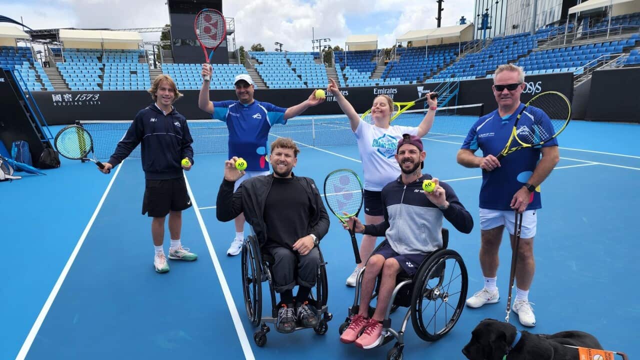 Dylan Alcott and Heath Davidson look forward to the Australian Open’s All Abilities Day with all-abilities tennis competitors (SBS).jpg