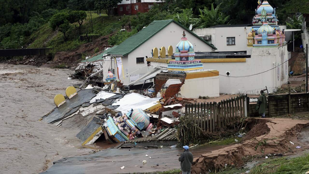 A temple damaged by floods in South Africa