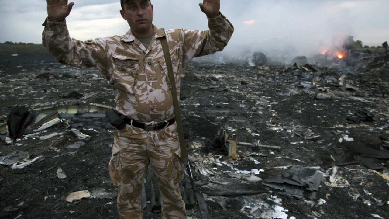 Debris of MH17 plane crash.