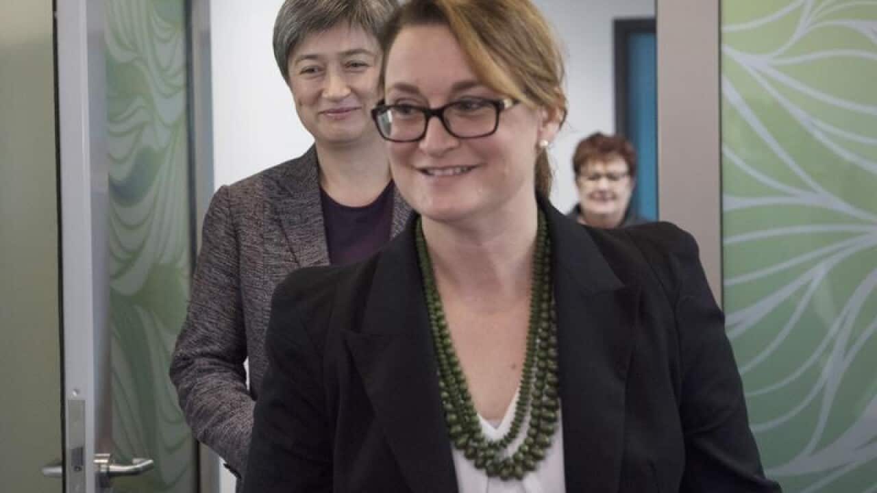 Justine Keay (front) and Penny Wong