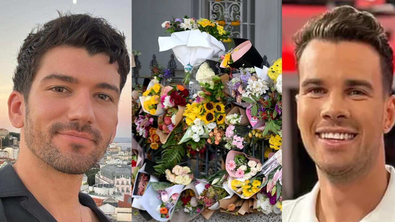 Members of the public place floral tributes at the Paddington residence of Jesse Baird in Sydney