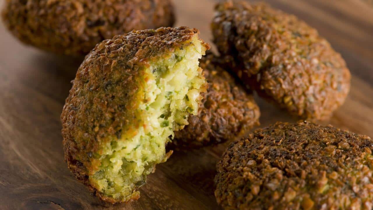 "Delicious falafel balls, arabian cuisine"