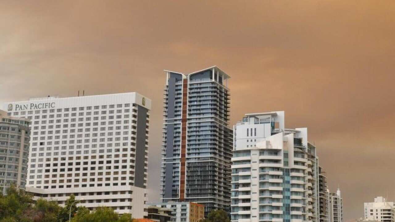 smoke over Perth city.