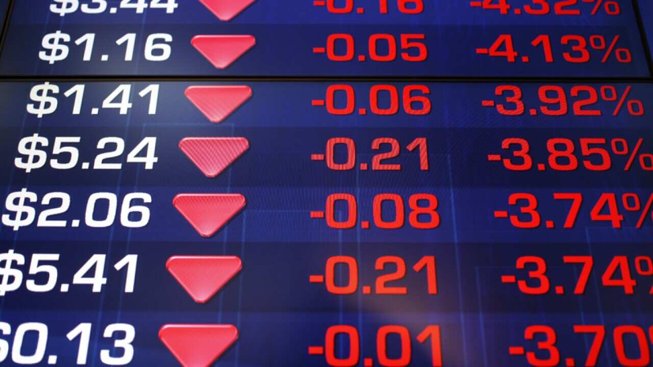 A display board at the Australian Stock Exchange.