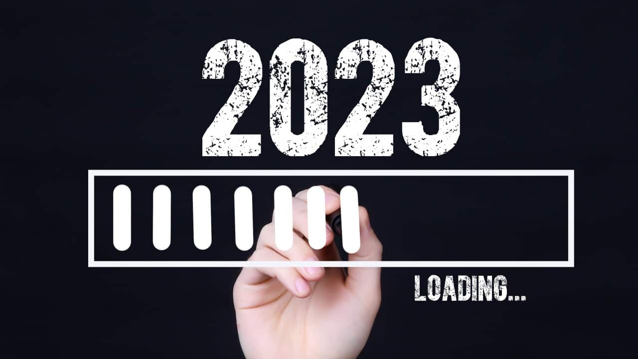 Handwriting Text 2023 Loading. Concept meaning Forecasting the