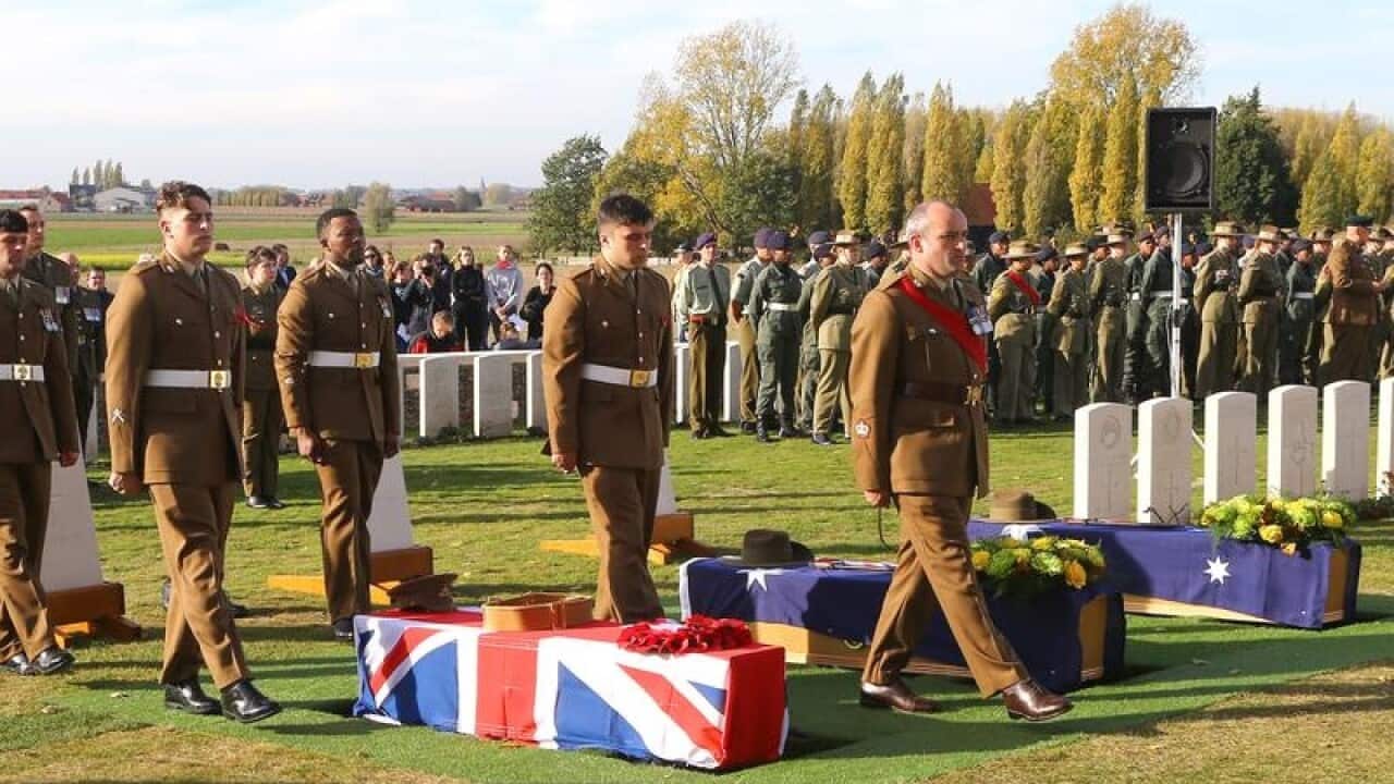 Funeral for unidentified soldiers at Tyne Cot Cemetery