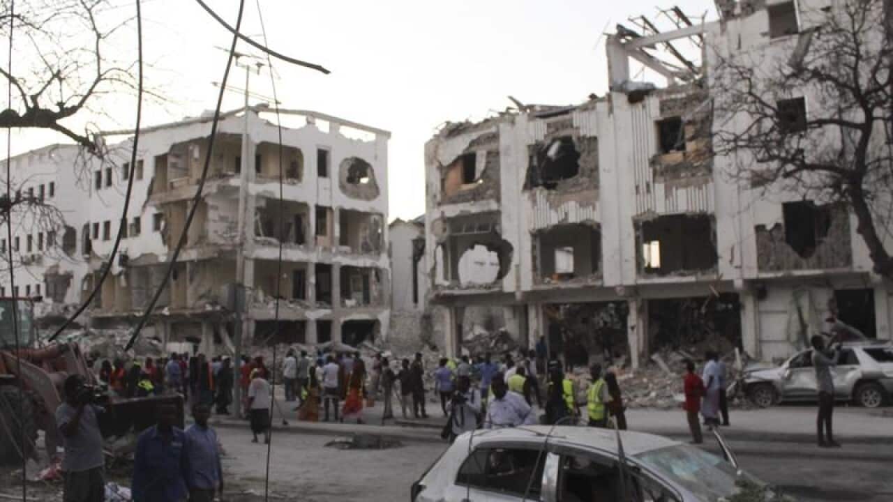 The gutted buildings on one of Mogadishu's busiest streets