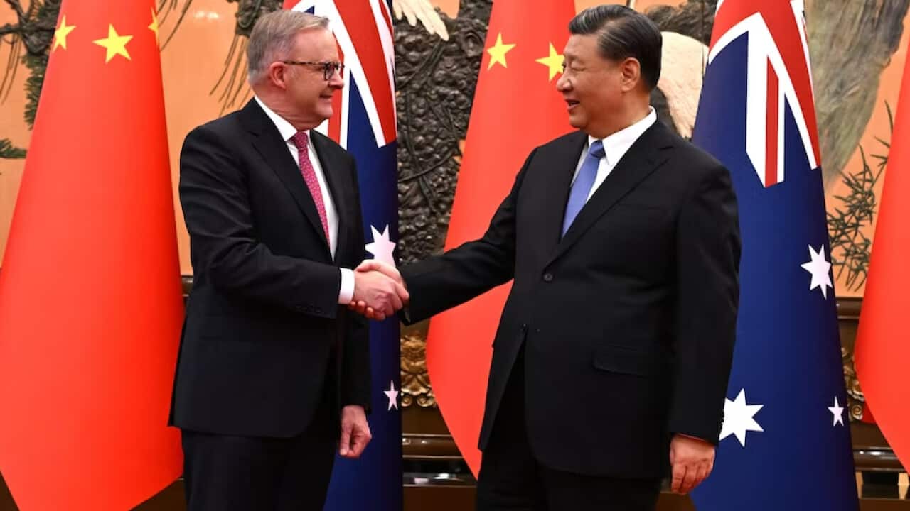 Prime Minister Anthony Albanese met with China's President Xi Jinping at the Great Hall of the People in Beijing.(AAP: Lukas Coch)