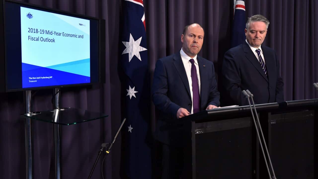 Tresorero Josh Frydenberg at Ministro Mathias Cormann ng panalalapi.