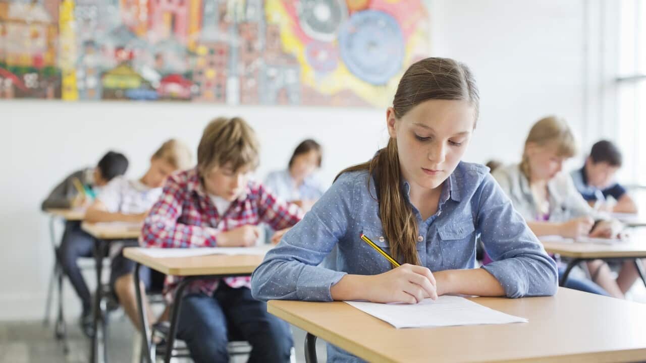 Students taking a test