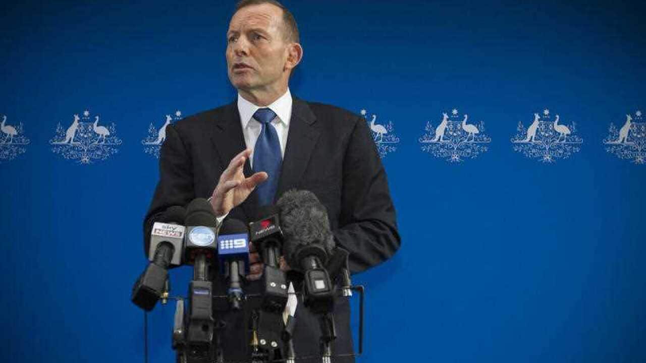 Tony Abbott addresses the media in Adelaide, Monday, Aug 3, 2015. (AAP Image/Ben Macmahon)