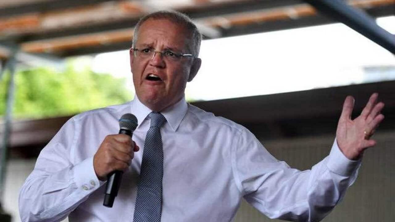 Prime Minister Scott Morrison at a Liberal National Party campaign rally in Brisbane