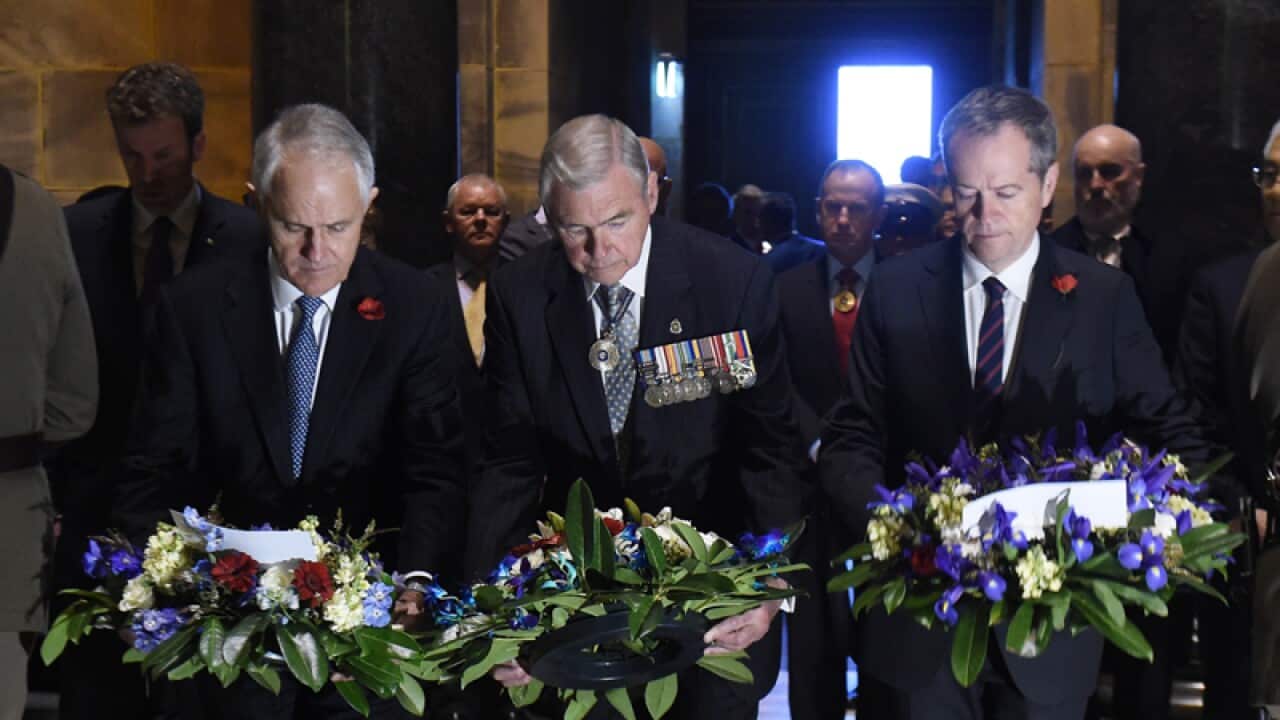 Malcolm Turnbull, Admiral Ken Doolan and Bill Shorten