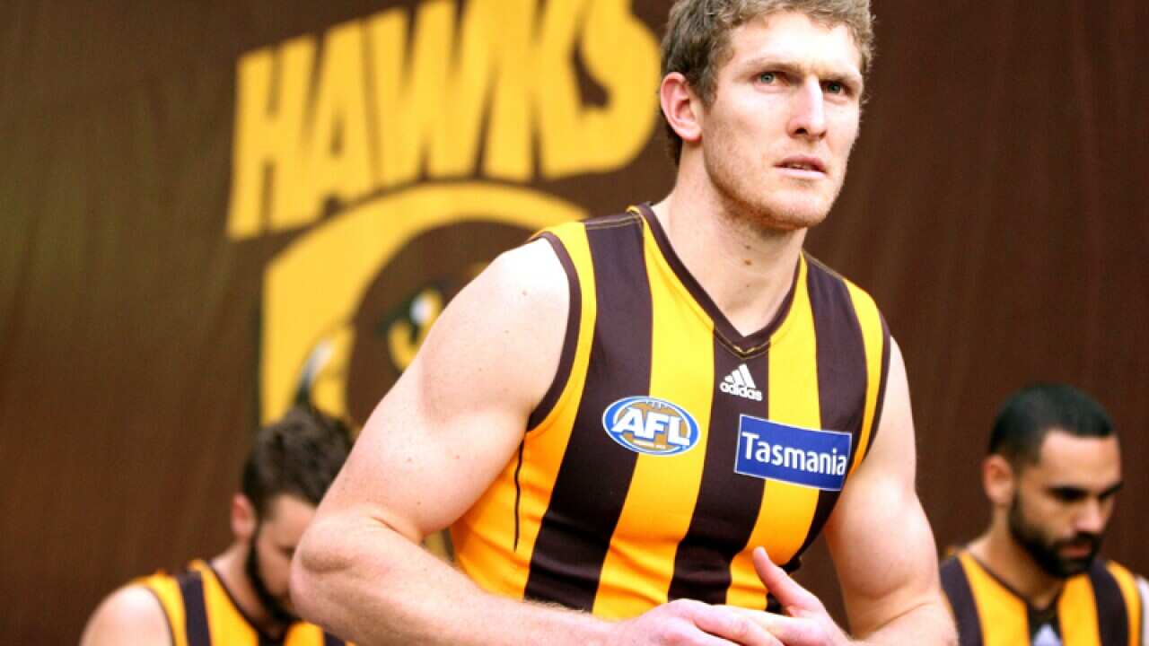 Ben McEvoy walks onto the field.