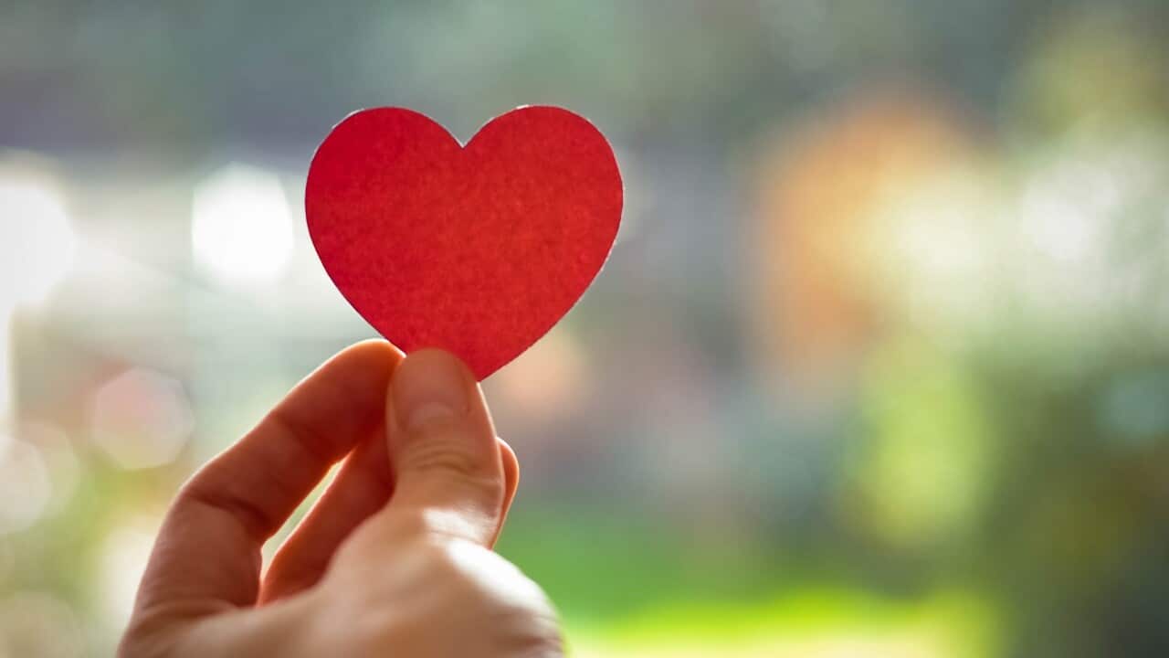 Paper heart in a hand.