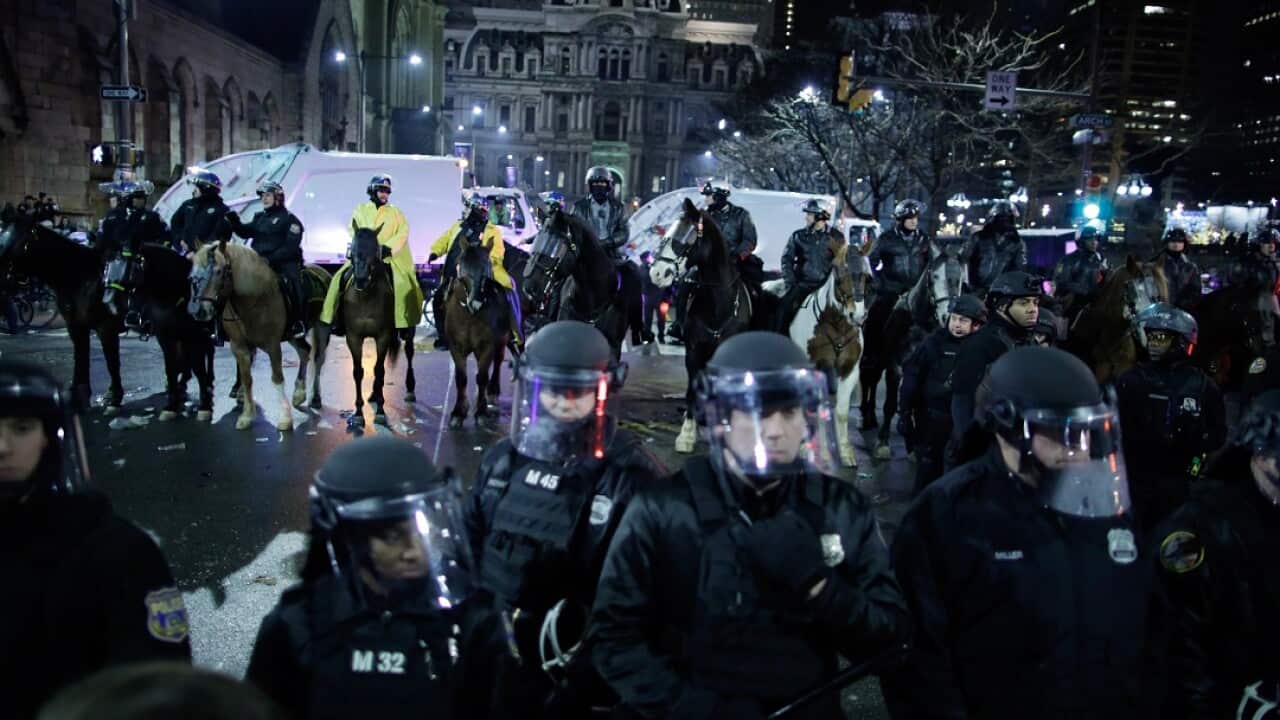 A large police presence has been deployed in Philadelphia.