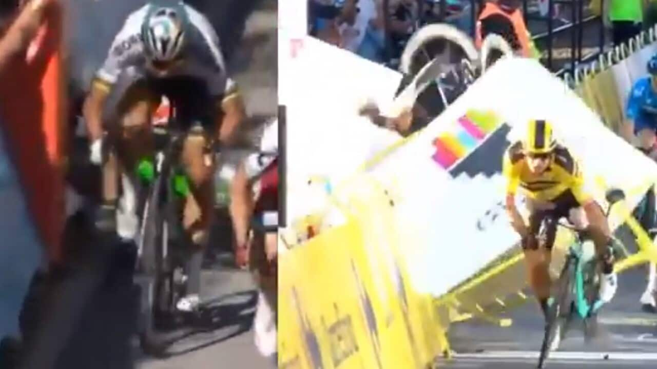 This video tweeted by Alex Rasmussen shows the difference in barrier standards at the Tour de France and the Tour of Poland