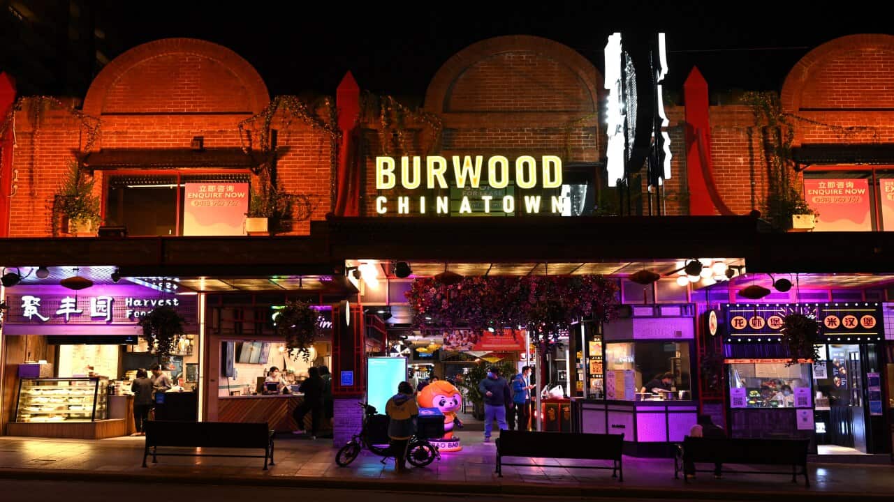 The shopping district in Burwood, Sydney