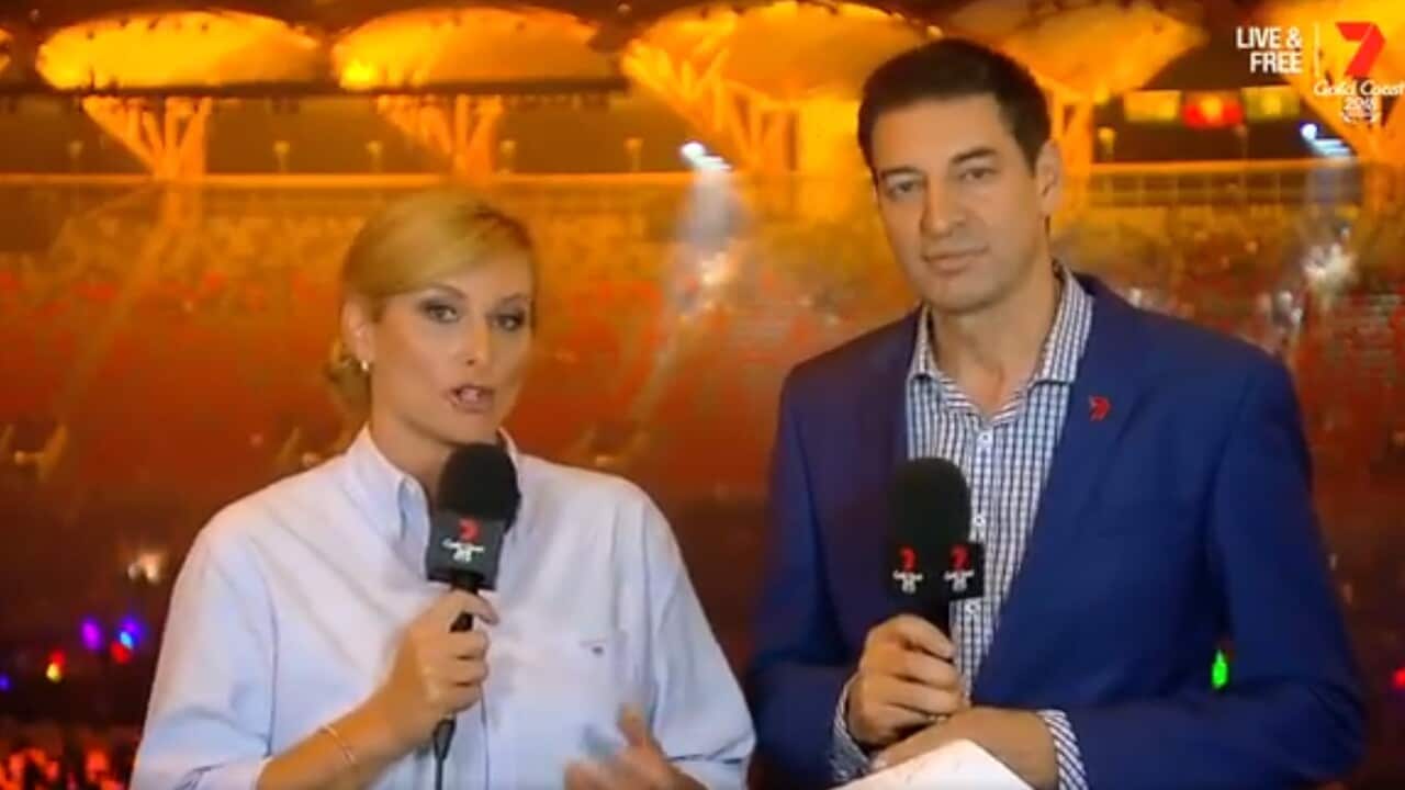 Channel Seven commentators Johanna Griggs and Basil Zempilas.