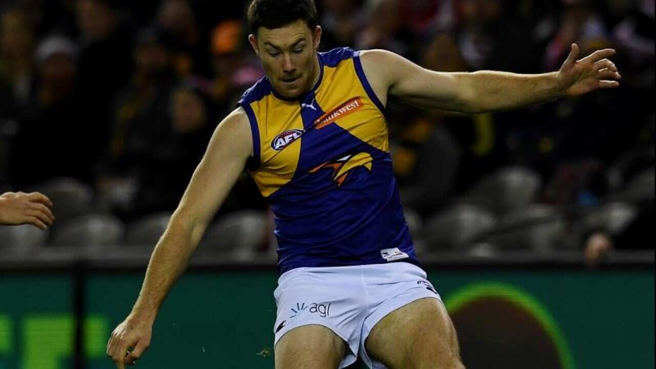 Jeremy McGovern of the Eagles in action