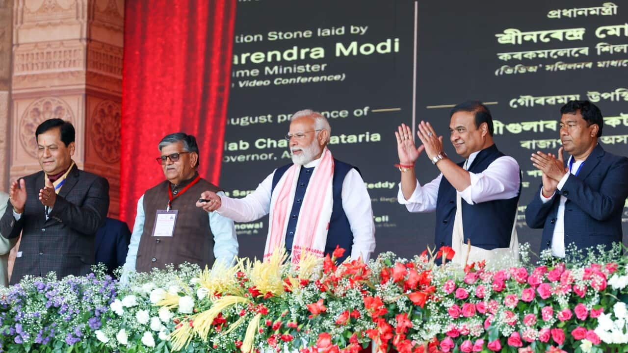India: Prime Minister Narendra Modi lays the foundation stone