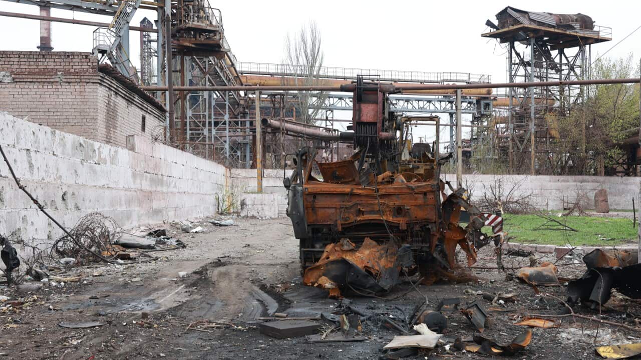 Damage to a mosque in Mariupol