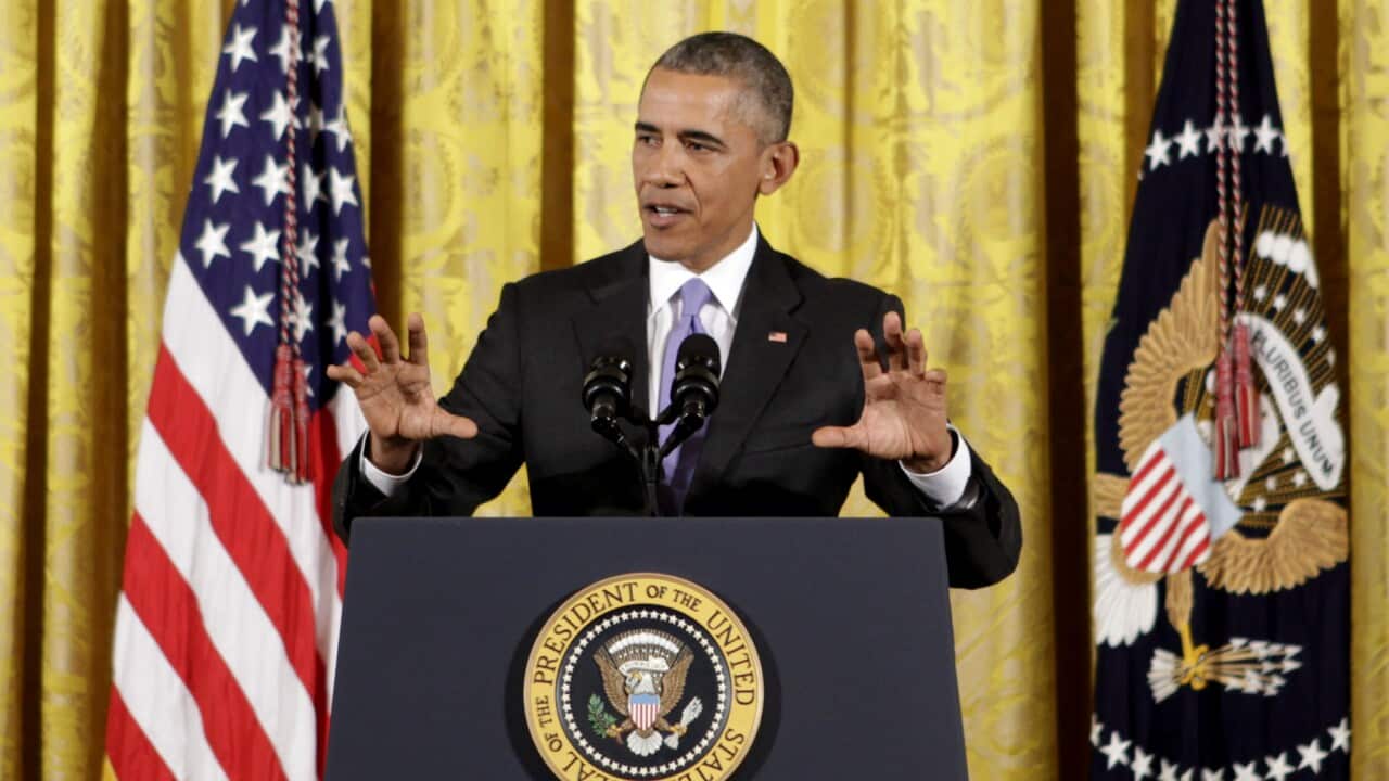 President Barack Obama answers questions about the Iran nuclear deal during a news conference (AAP)