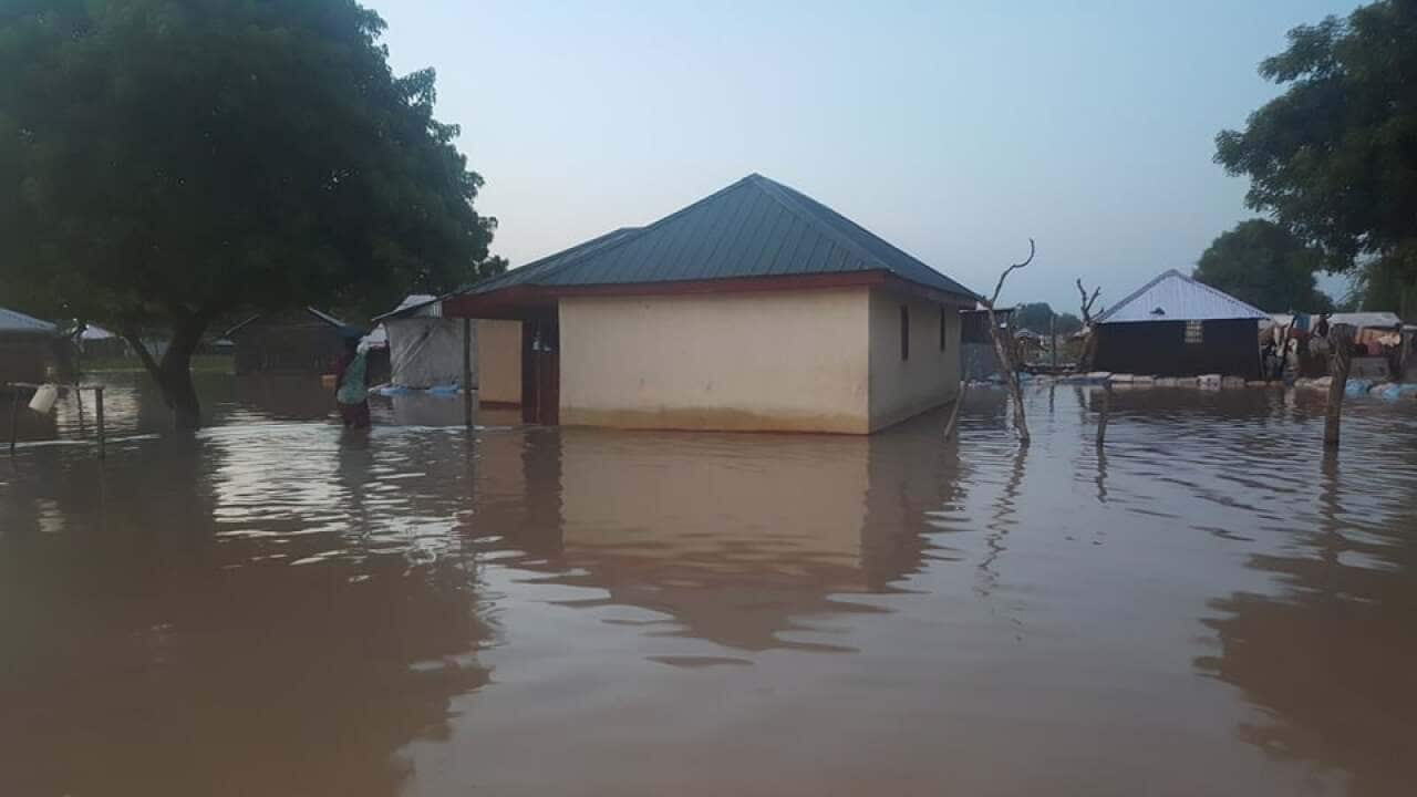 House in the middle of flood water in Bor