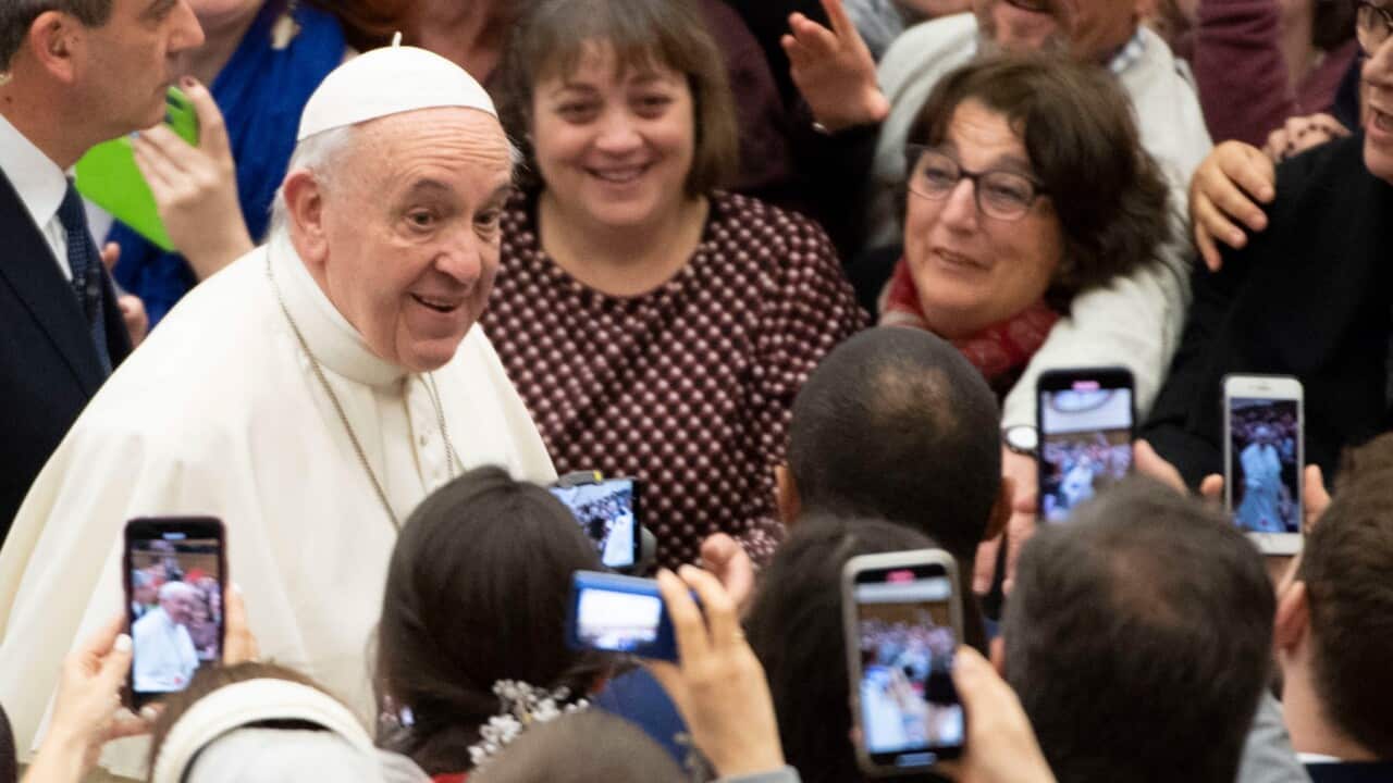 Pope Francis during his weekly General Audience in the Nervi Hall at the Vatican