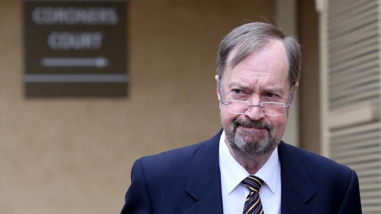 Andrew Knox is seen outside the Coroners Court in Adelaide.
