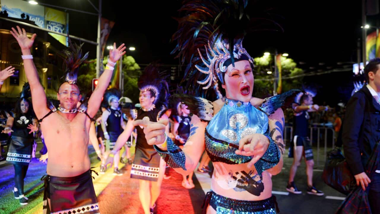 Revellers take part in the 35th Sydney Mardi Gras parade