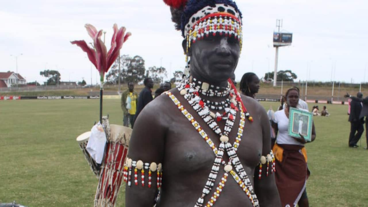 Artist Akoon Mabuoch during South Sudan referendum in Melbourne 