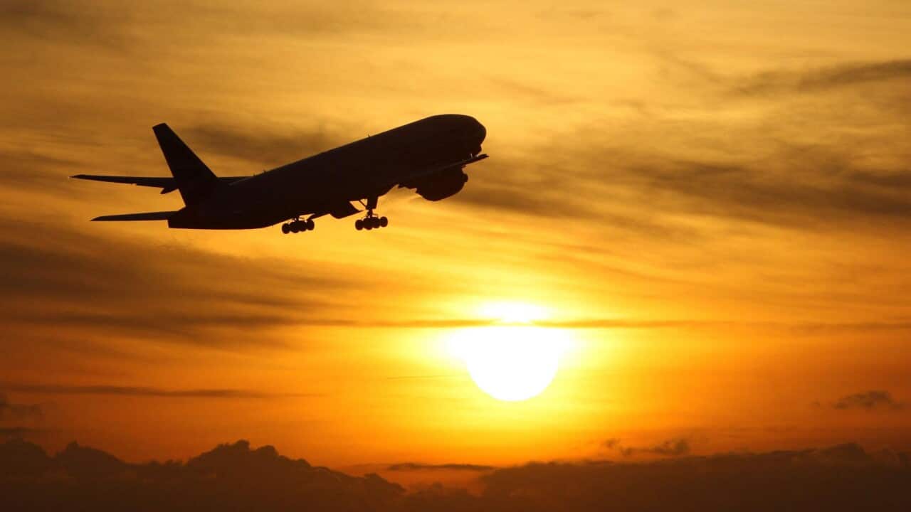 An aircraft flying