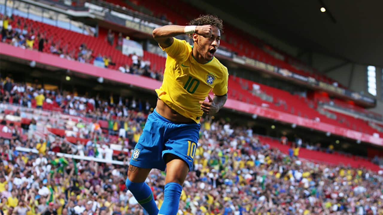 Neymar celebrates first goal