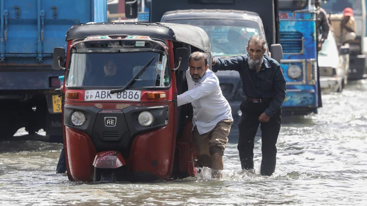 Heavy rainfall floods the suburb of Colombo