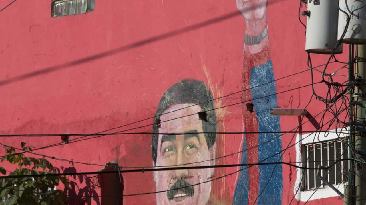 A mural of Venezuelan president Nicolas Maduro