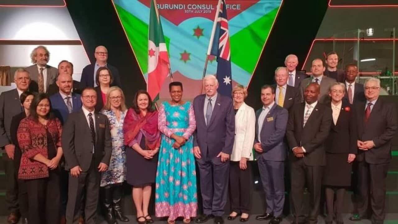 Burundian first lady among other diplomatic representatives at the opening ceremony of the Burundian consul in Perth along with the permanent secretary to the ministry of foreign affairs in Burundi