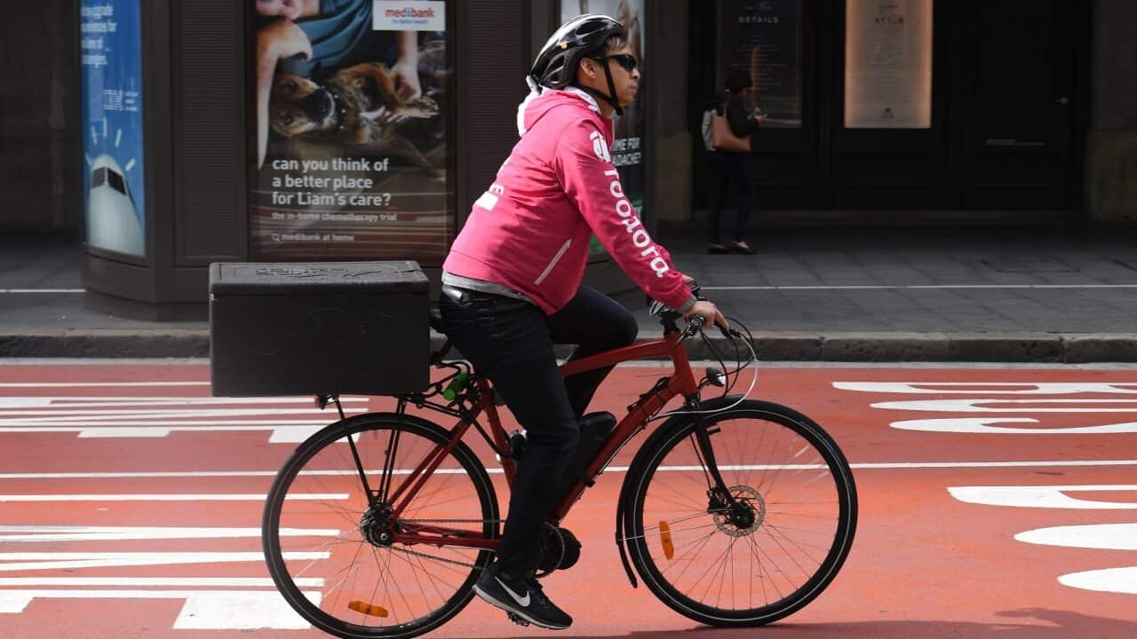 A food delivery bike rider in Sydney
