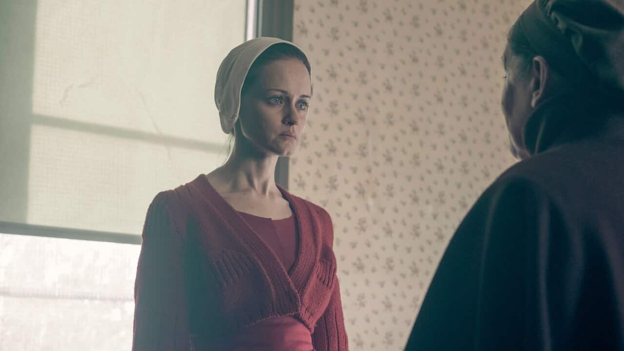Actress Alexis Bledel in The Handmaid's Tale