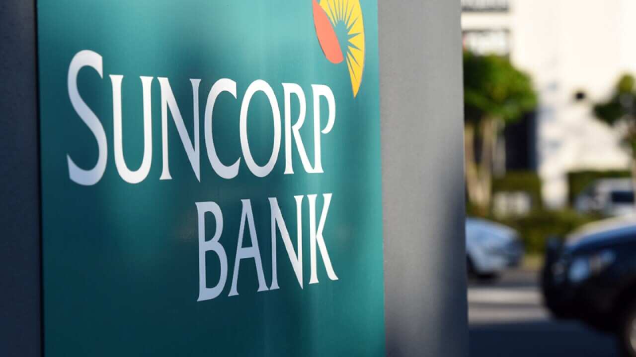 A stock image of a Suncorp Bank sign in Brisbane
