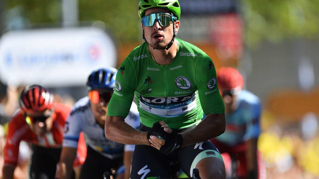 Peter Sagan Hulks out over the 2019 Tour de France Stage 5 finish line in Colmar (Getty)