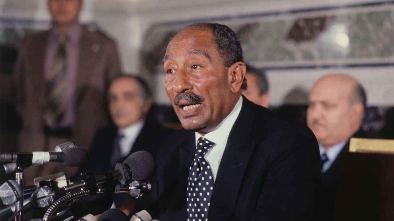 Anwar Sadat at News Conference